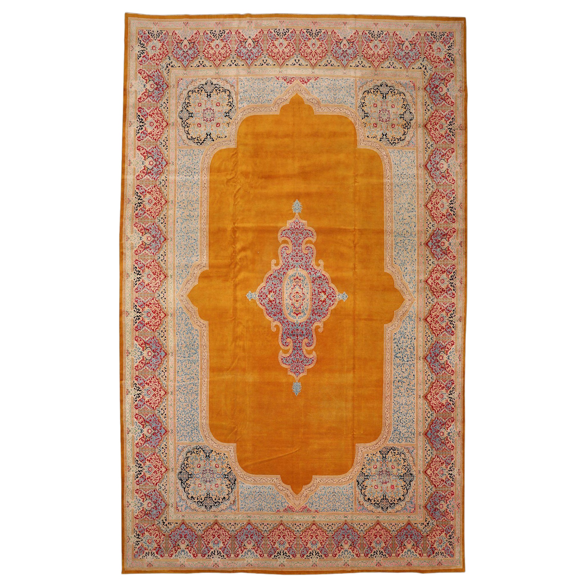 Tappeto persiano Kerman Over Size - Lana Design/One Giallo - 91765 in vendita