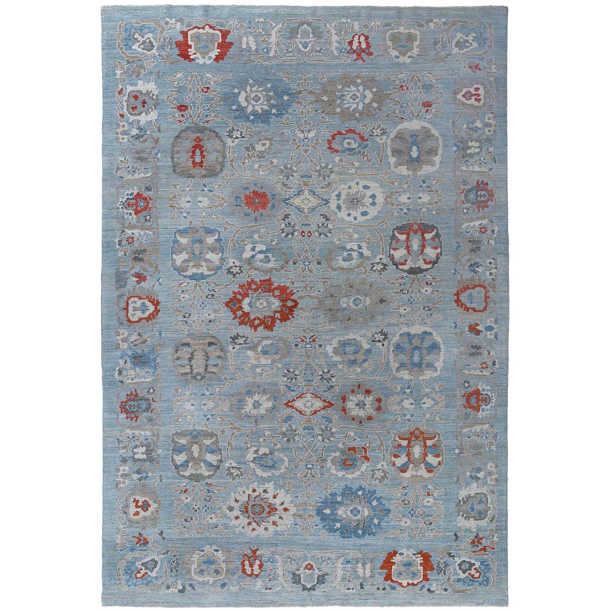 Sultanabad-Teppiche aus Wolle in Blau und Rot aus Afghanistan - 97264