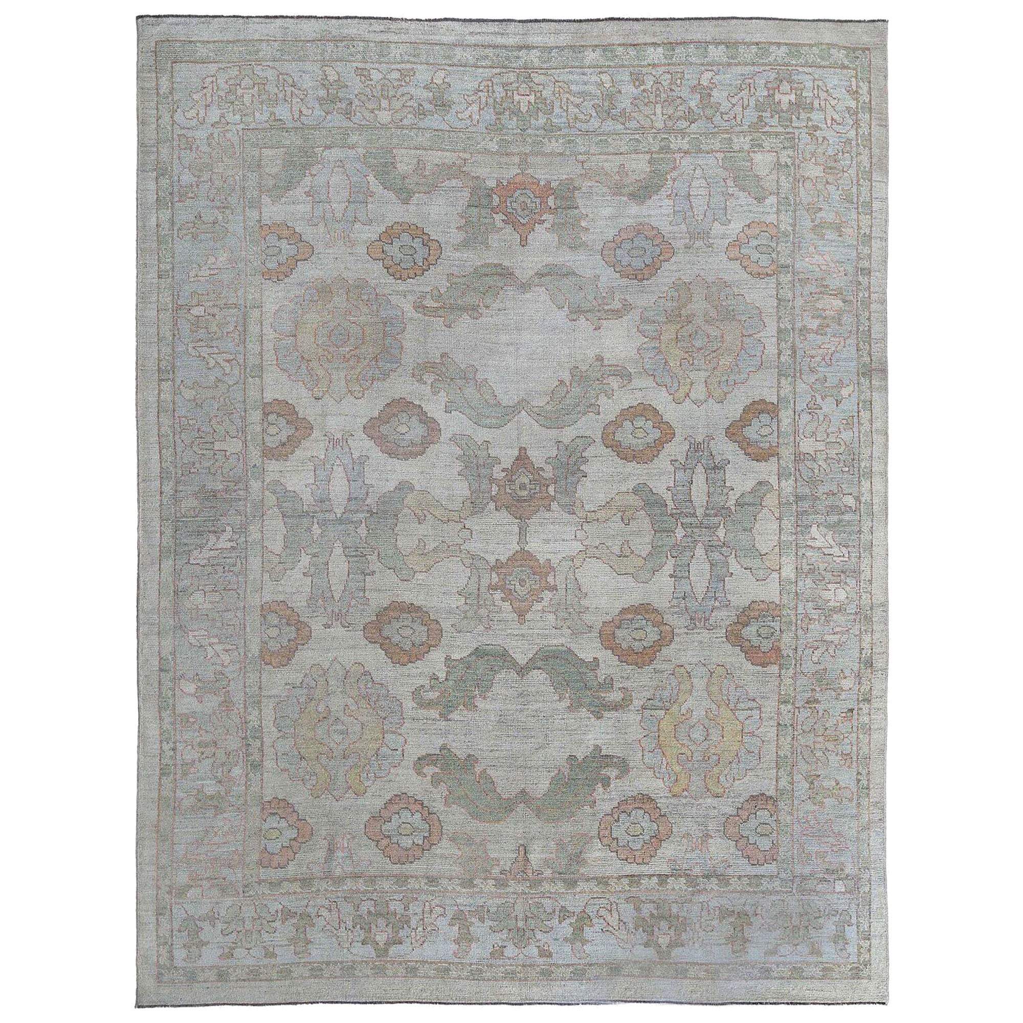 Afghanistan Oushak-Teppiche - Wolle Elfenbein Hellblau Design - 97266