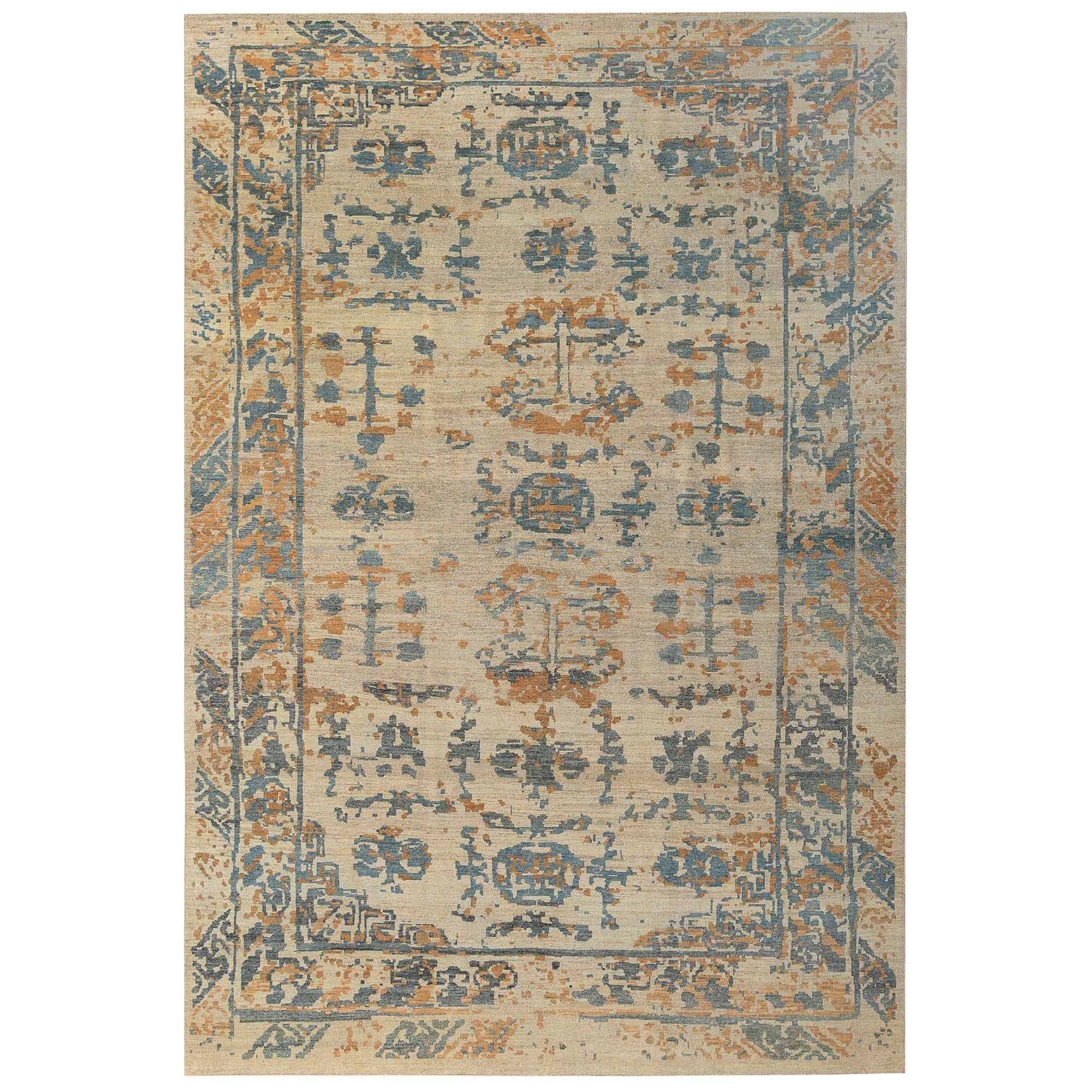 Afganistán Sultanabad Rugs - Lana Azul Marfil Naranja - 97283