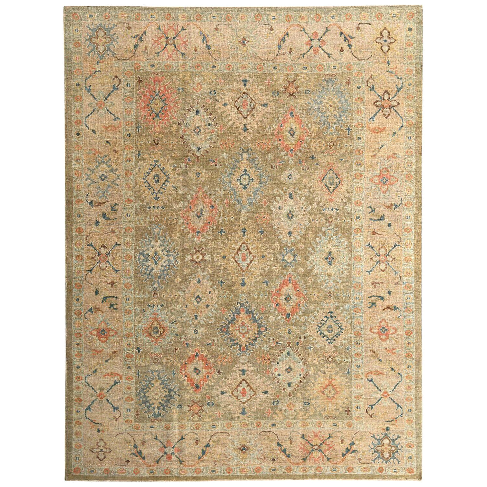 Sultanabad-Teppiche aus Afghanistan - Wolle in Elfenbein und Taupe mit Design - 97285