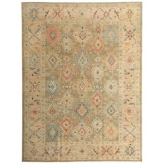 Tapis d'Afghanistan Sultanabad - motif en laine ivoire taupe - 97285