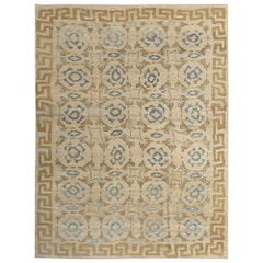 Tapis d'Afghanistan Sultanabad en laine bleu ivoire jaune - 97286