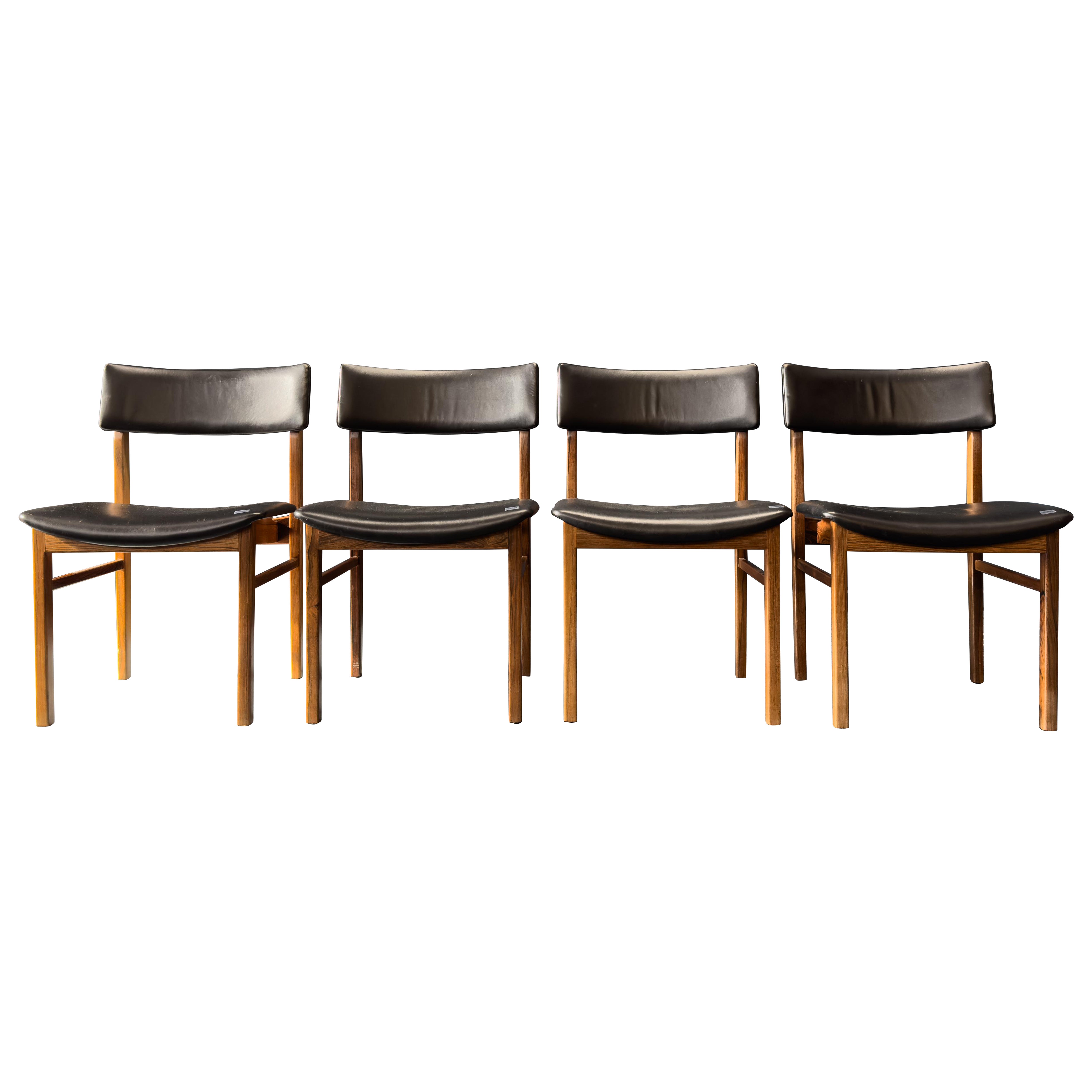 Set of 6 Kurt Østervig Black Leather Dining Chairs