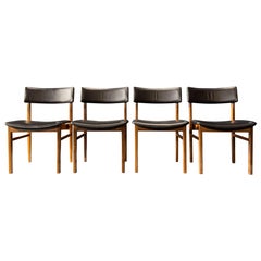 Juego de 6 sillas de comedor de piel negra Kurt Østervig