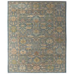 Tapis Sultanabad surdimensionné en laine bleue - 97288