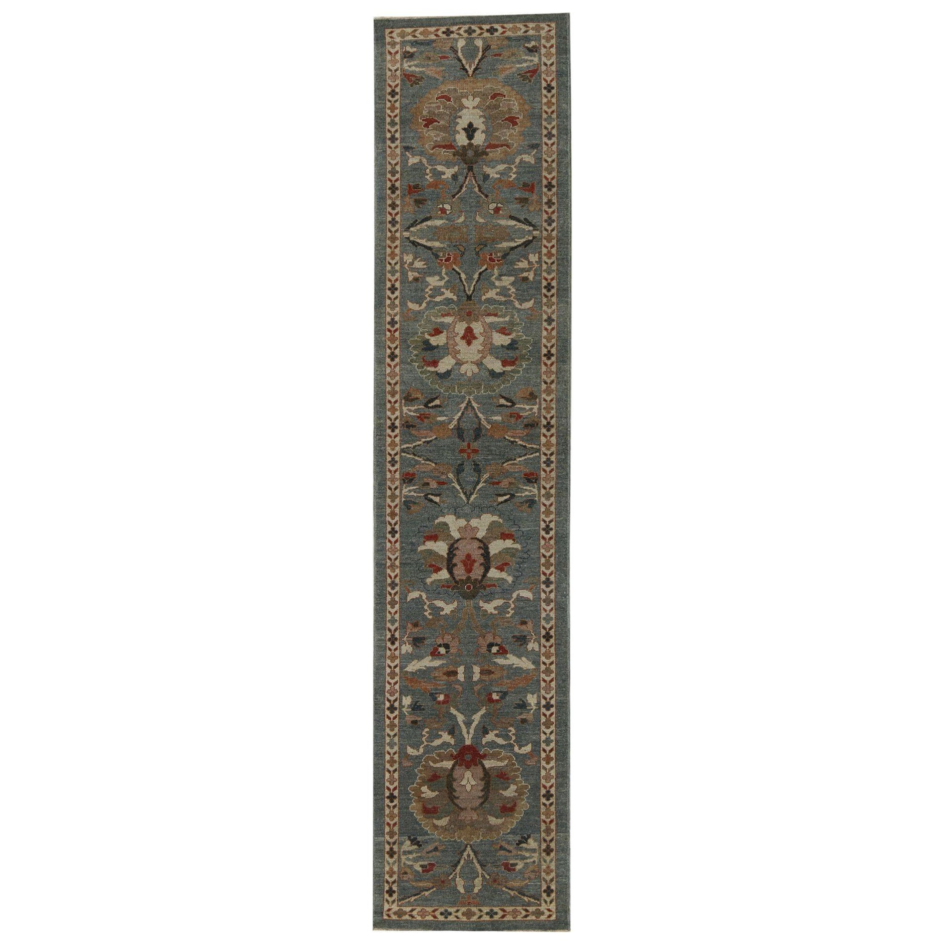 Sultanabad-Läufer aus Afghanistan in Sultanabad in Grau - Wolle mit grauem Design - 97307