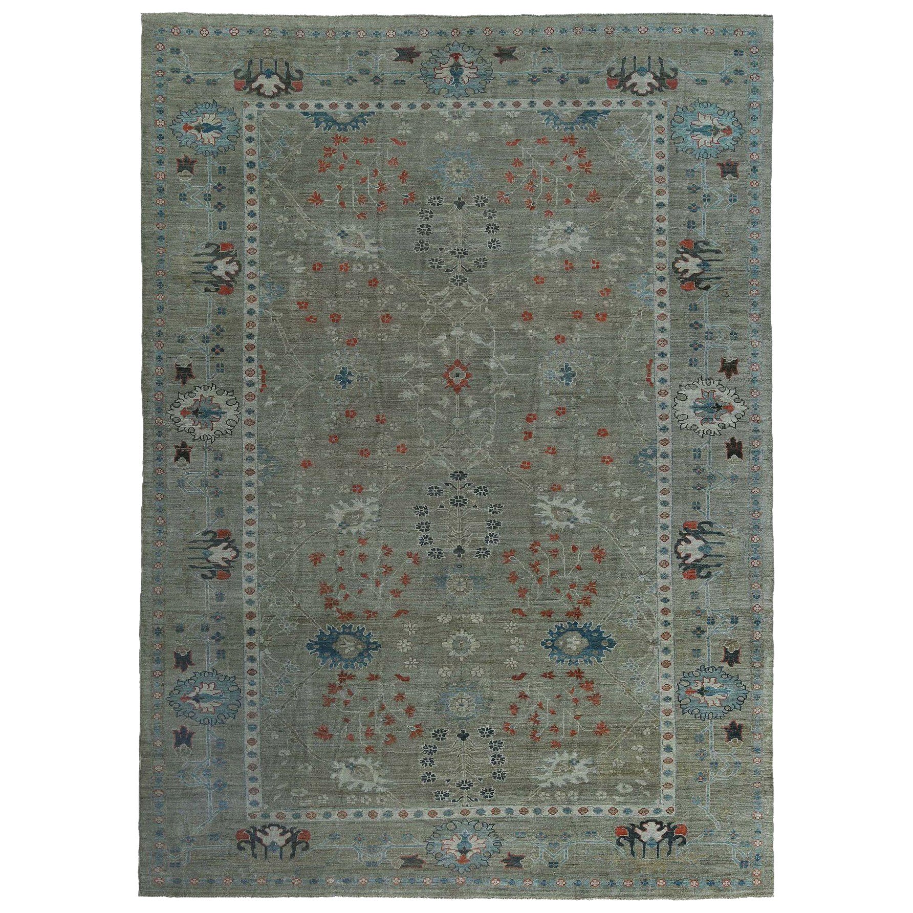 Sultanabad-Teppiche aus Afghanistan - Wolle in Grün mit grünem Design - 97253