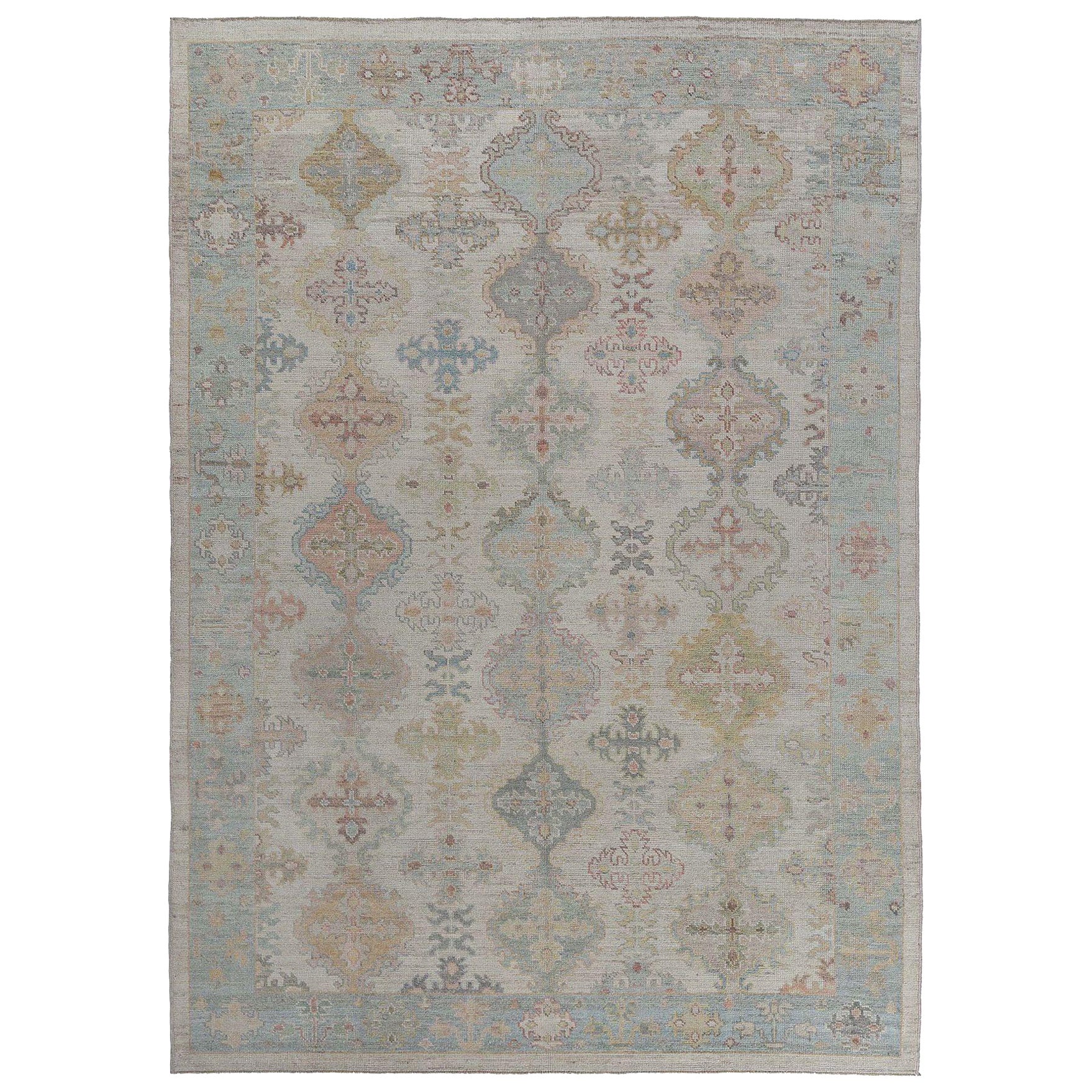 Oushak-Teppiche aus Afghanistan - Wolle in elfenbeinfarbenem Design - 97261