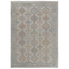 Oushak-Teppiche aus Afghanistan - Wolle in elfenbeinfarbenem Design - 97261