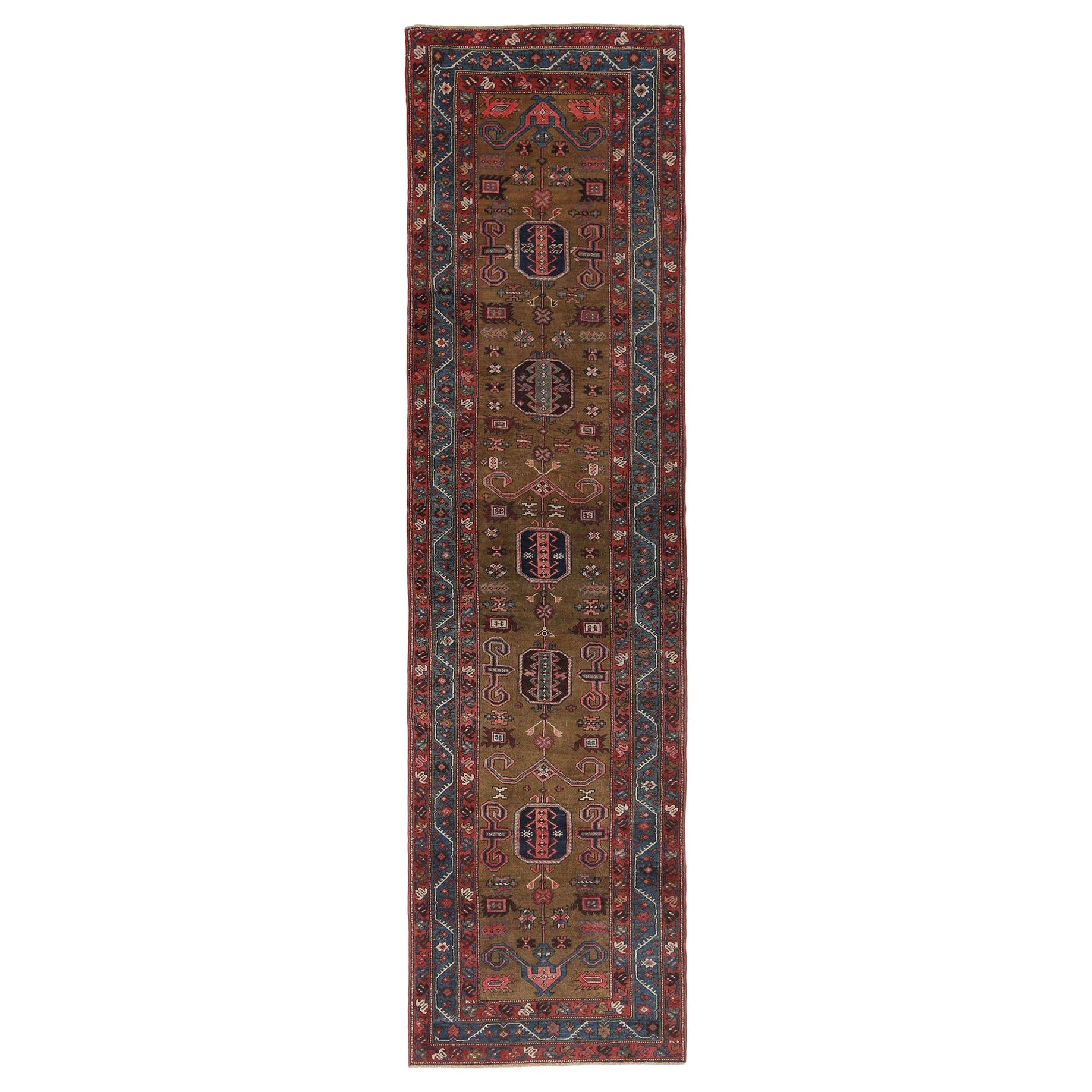 Persian Bakhshayesh Runner Rug - Wool Green Design - 97387