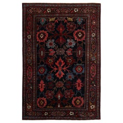 Persian Bijar Area Rugs - Wool Black Pink Design - 97393
