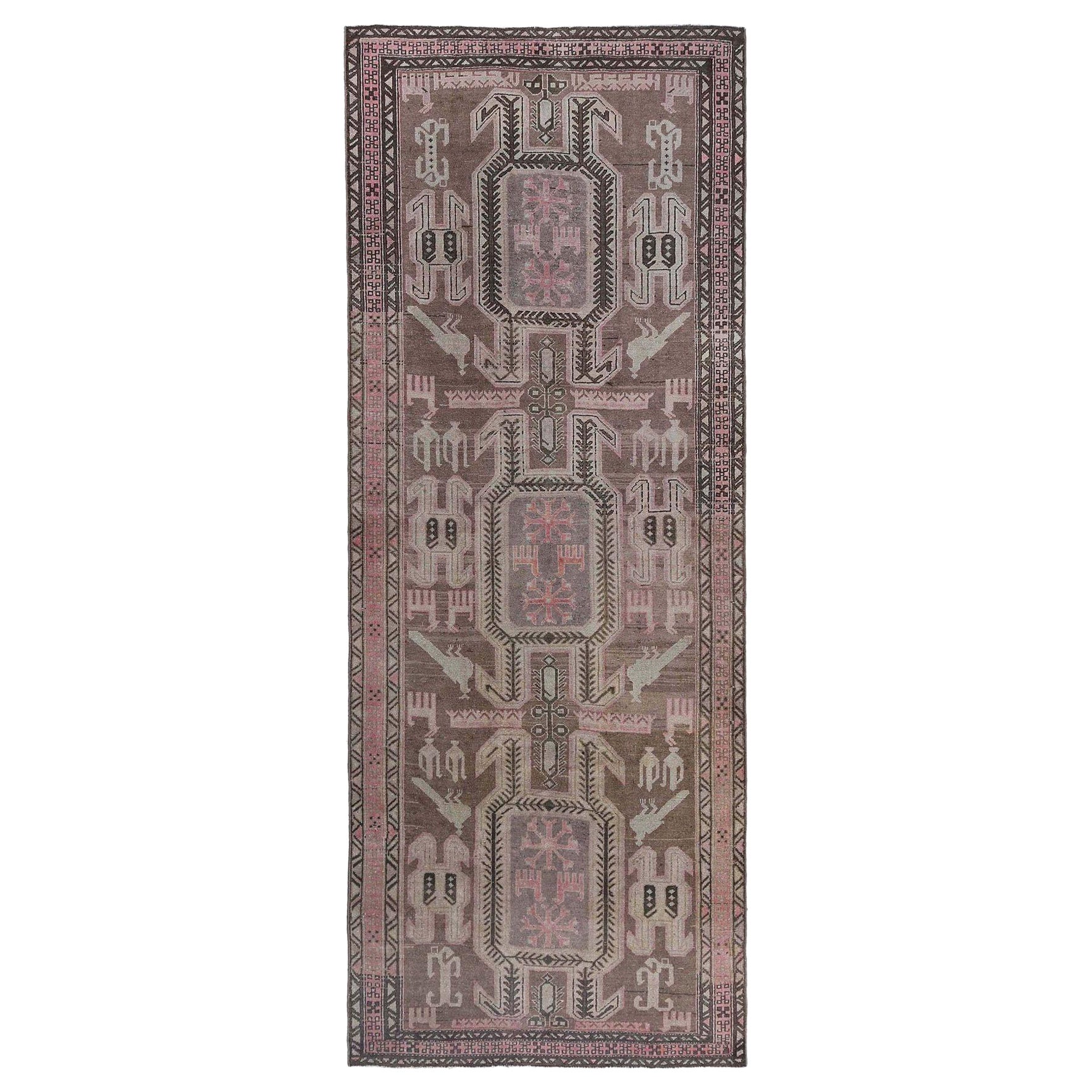 Persische Aserbaidschan Teppiche - Wolle Braun Rosa Design - 97395