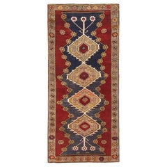 Petit tapis persan d'Azerbaïdjan - Laine ivoire bleu marine rouge - 97408