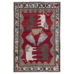Petit tapis persan Shiraz - Motif rouge en laine - 97409