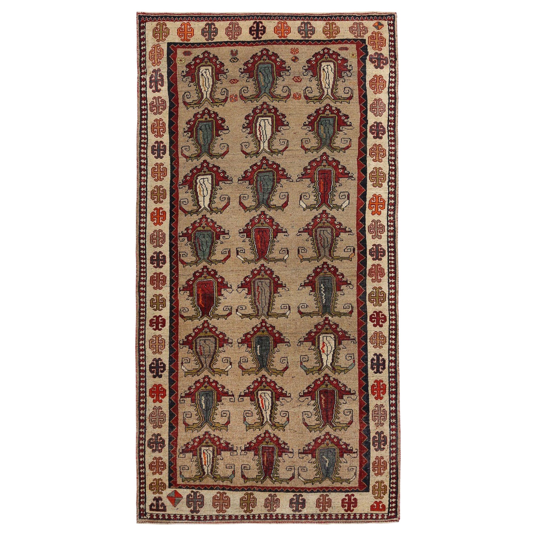 Tappeti persiani Shiraz - Lana Avorio Rosso Taupe Design - 97410 in vendita