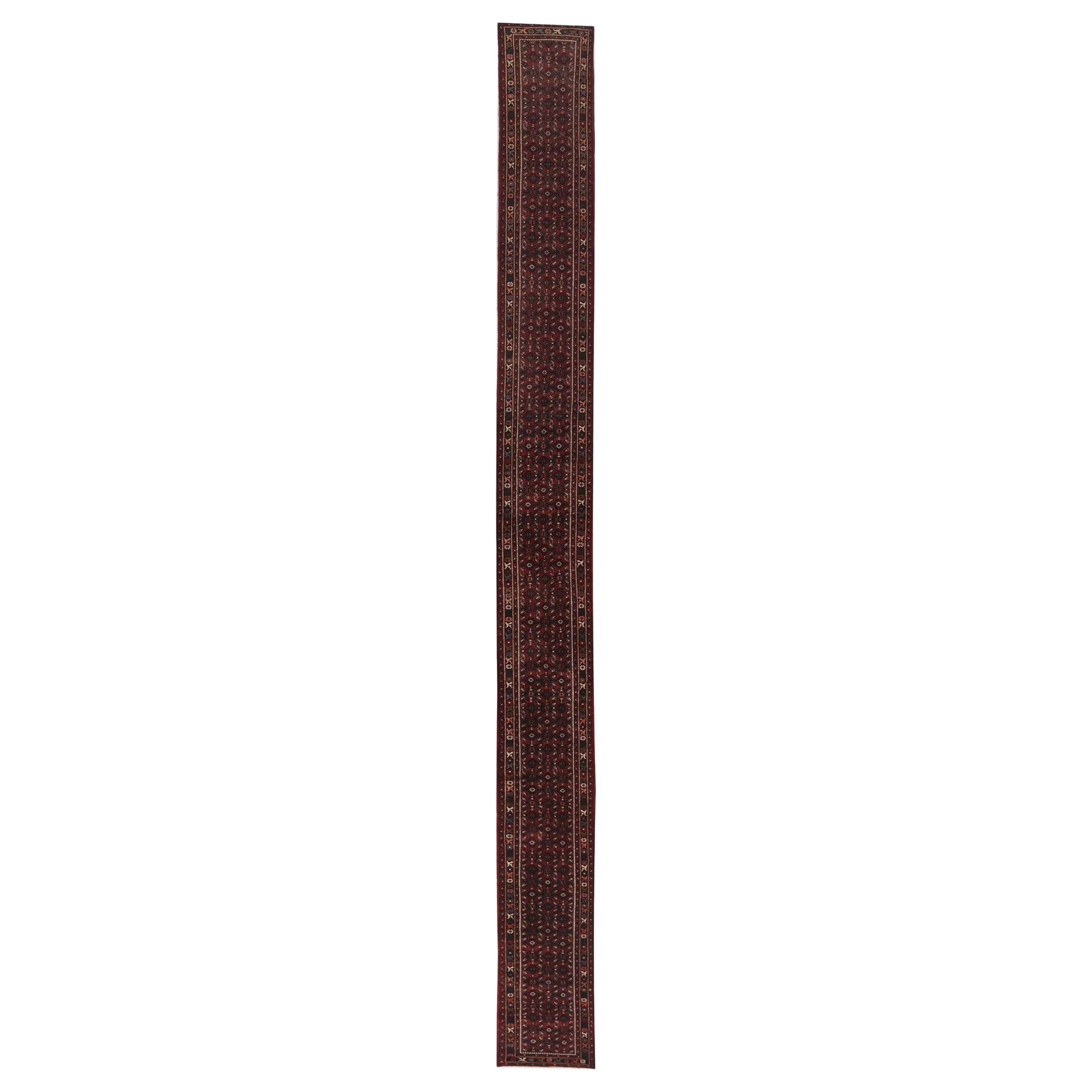 Persian Hamadan Runner Rug - Wool Red Design - 97411