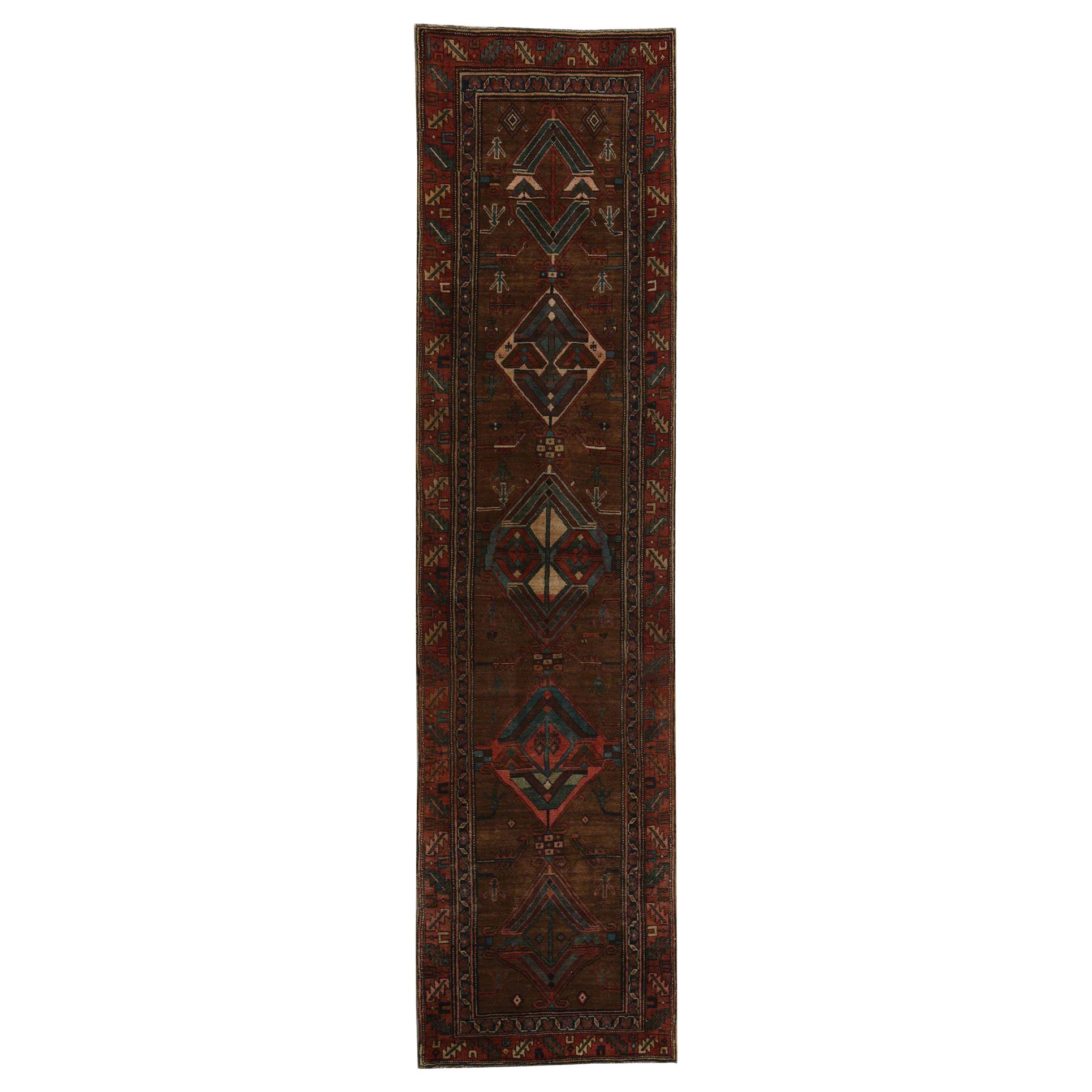 Persischer Bijar Läufer Teppich - Wolle Brown Design - 97412