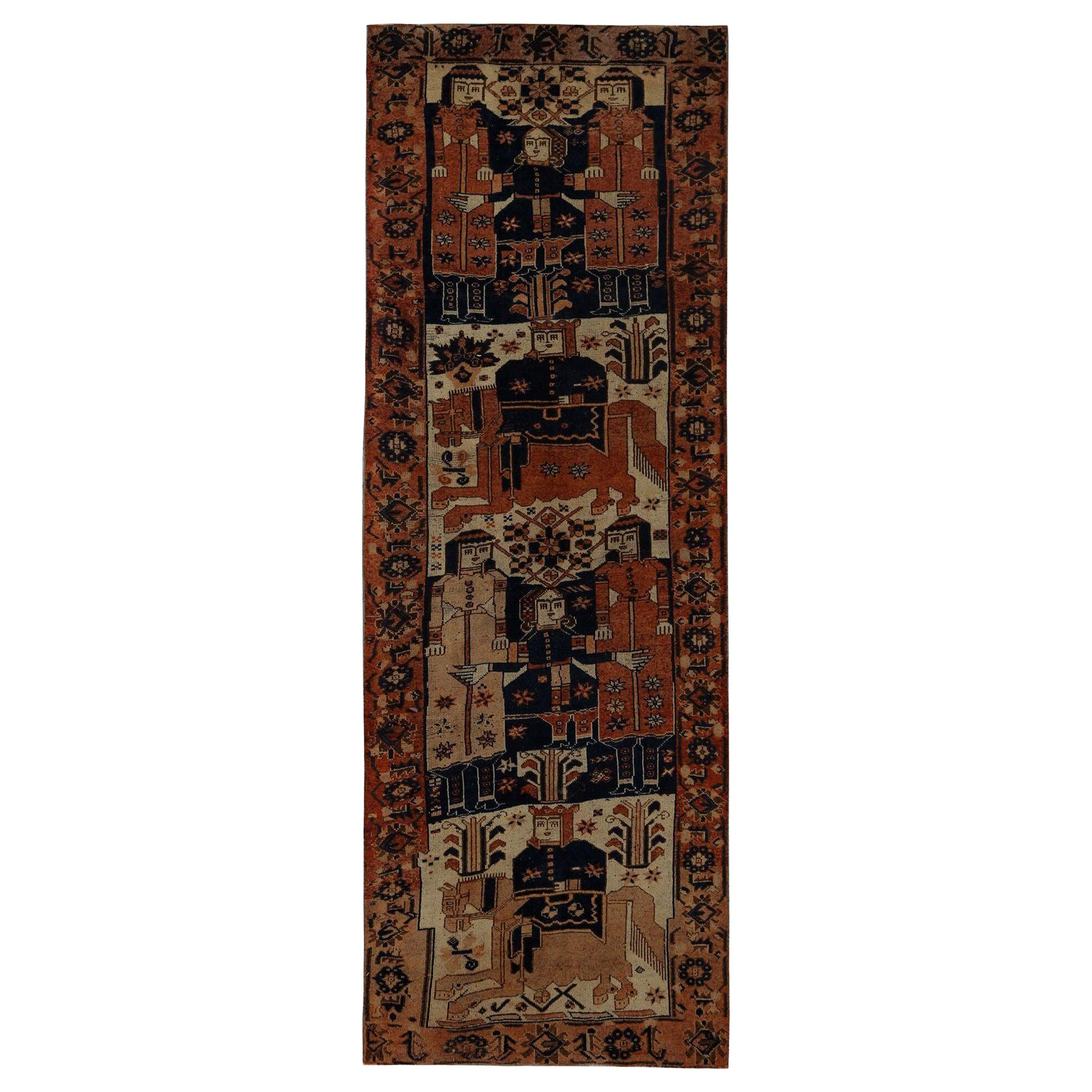 Persische Shiraz-Teppiche - Wolle Schwarz Elfenbein Rot Design - 97415