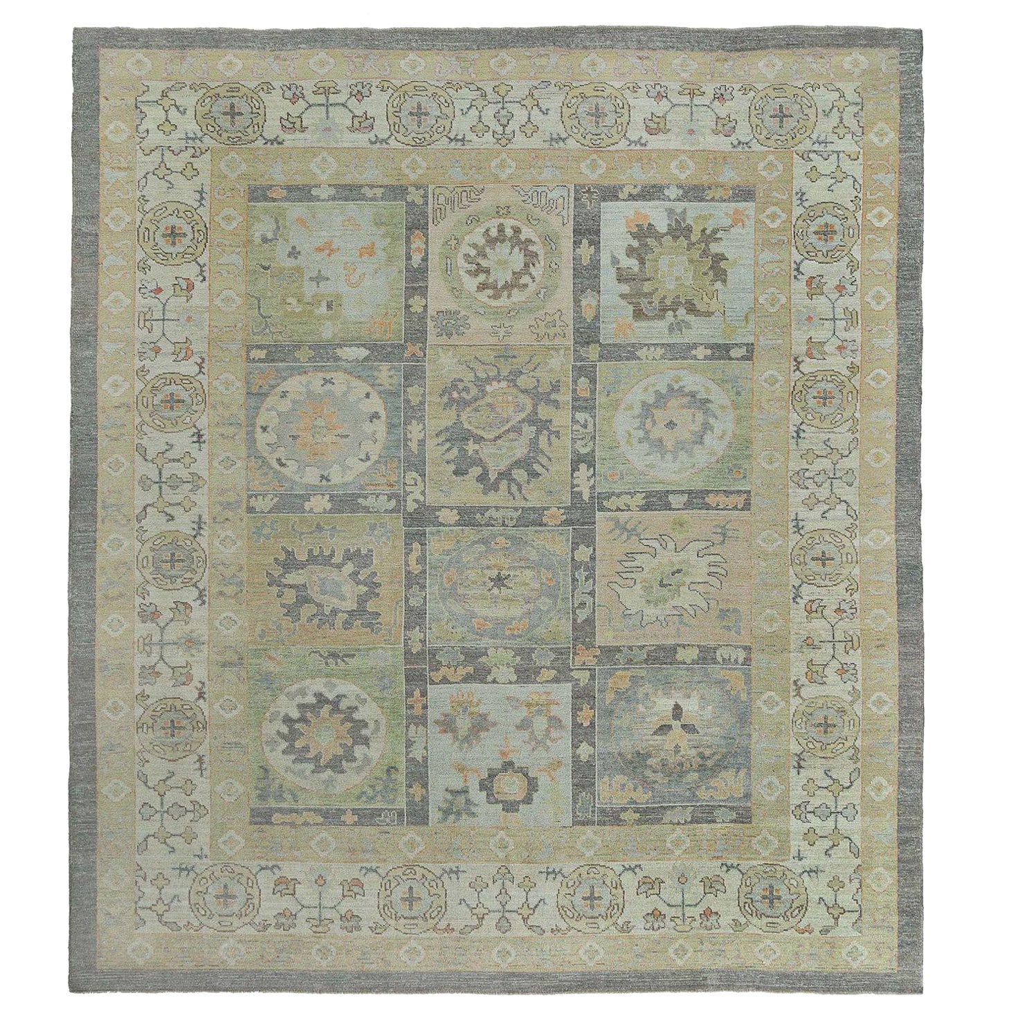 Tapis d'Afghanistan Oushak - Design en laine vert jaune - 97380