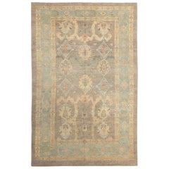 Afghanistan Oushak Area Rugs - Wolle Blau Braun Gelb Design - 97385