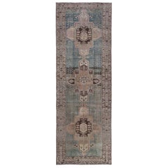 Tappeto Persiano Heriz Runner - Disegno in Lana Blu Avorio - 97455