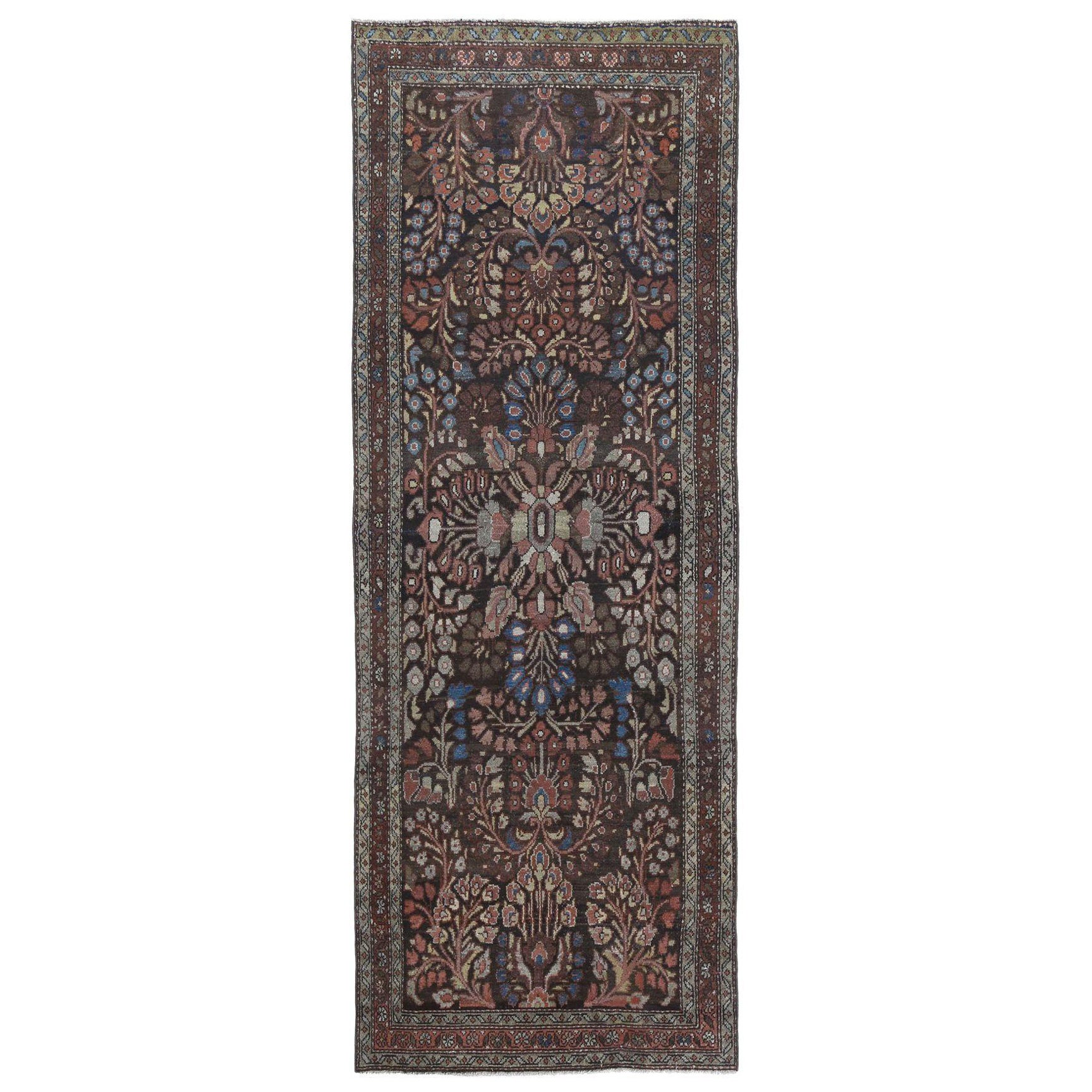Persischer Malayer Läufer Teppich - Wolle Braun Rot Design - 97457