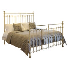 Extra Wide Fully Restored Victorian Brass and Iron Bed in Cream, Circa 1895