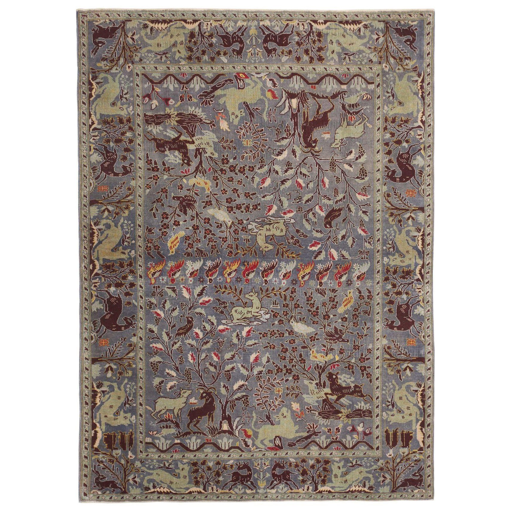 Persischer Shiraz-Teppich aus Wolle in Grau mit Muster - 97471 im Angebot