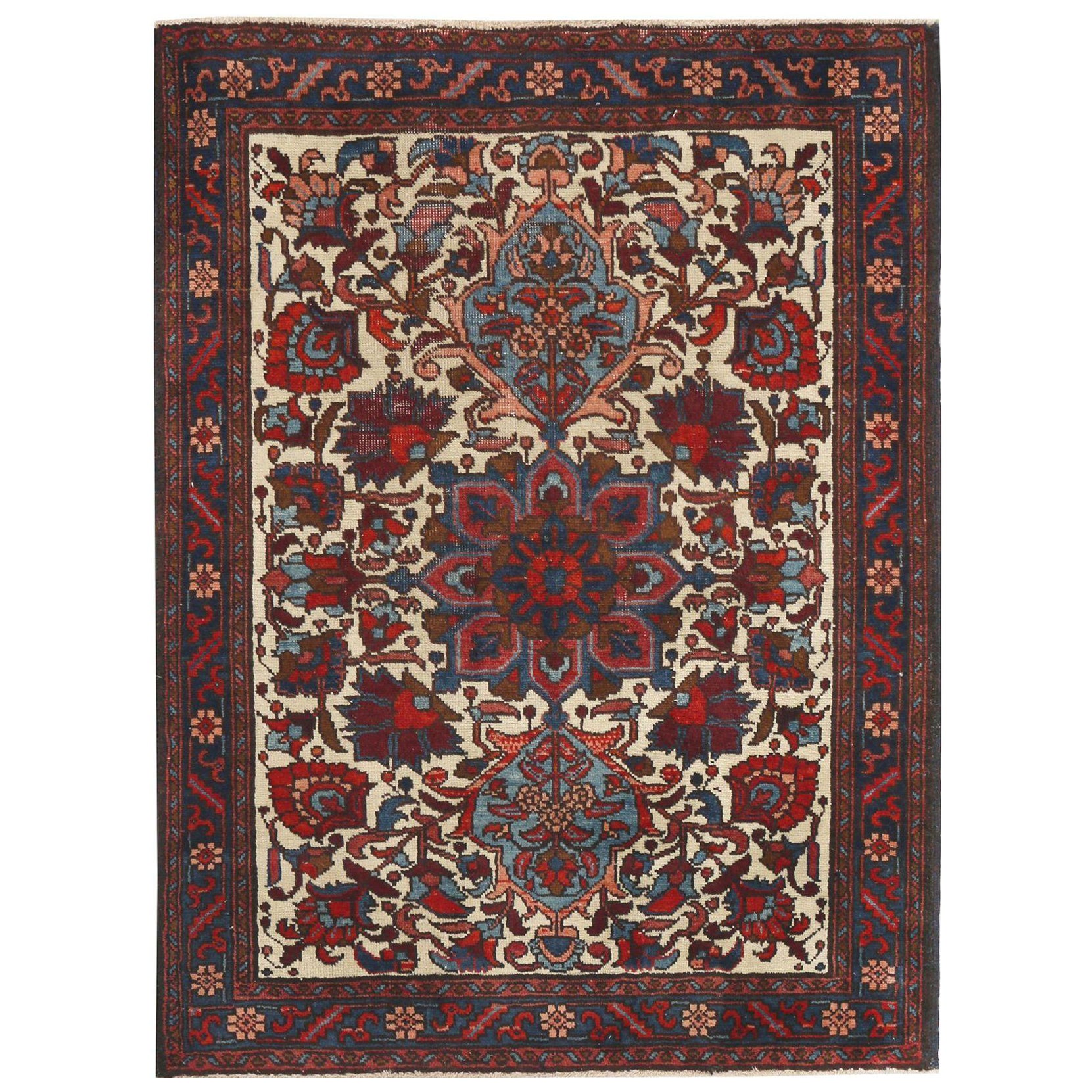 Alfombra Persa Azerbaiyán Small - Lana Marfil Azul Marino Design - 97419