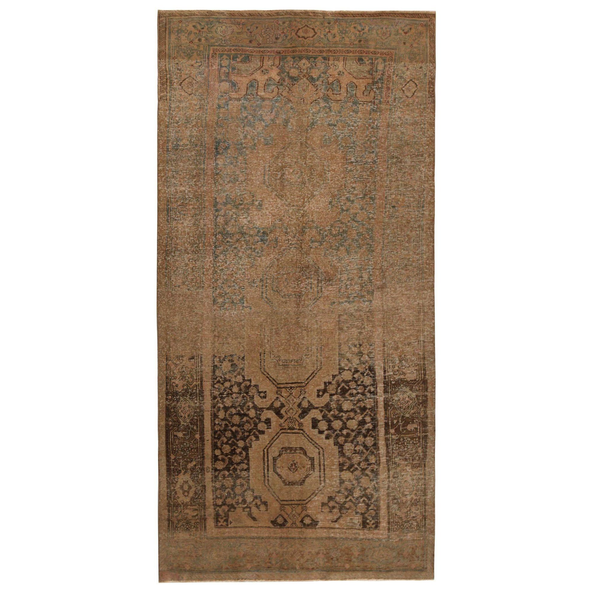Persischer Bijar Small Teppich - Wolle Blau Braun Taupe Design - 97420