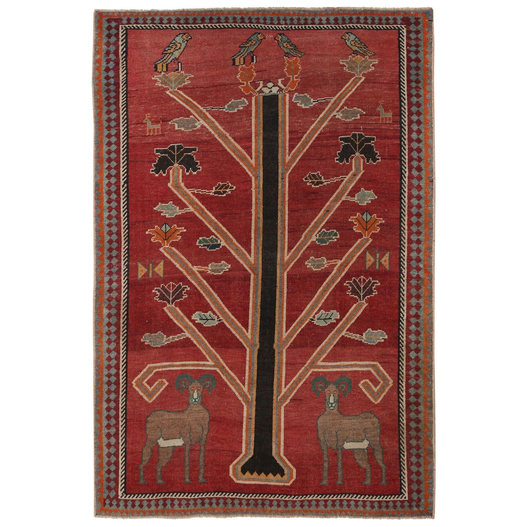 Persian Shiraz Small Rug - Wool Red Design - 97473
