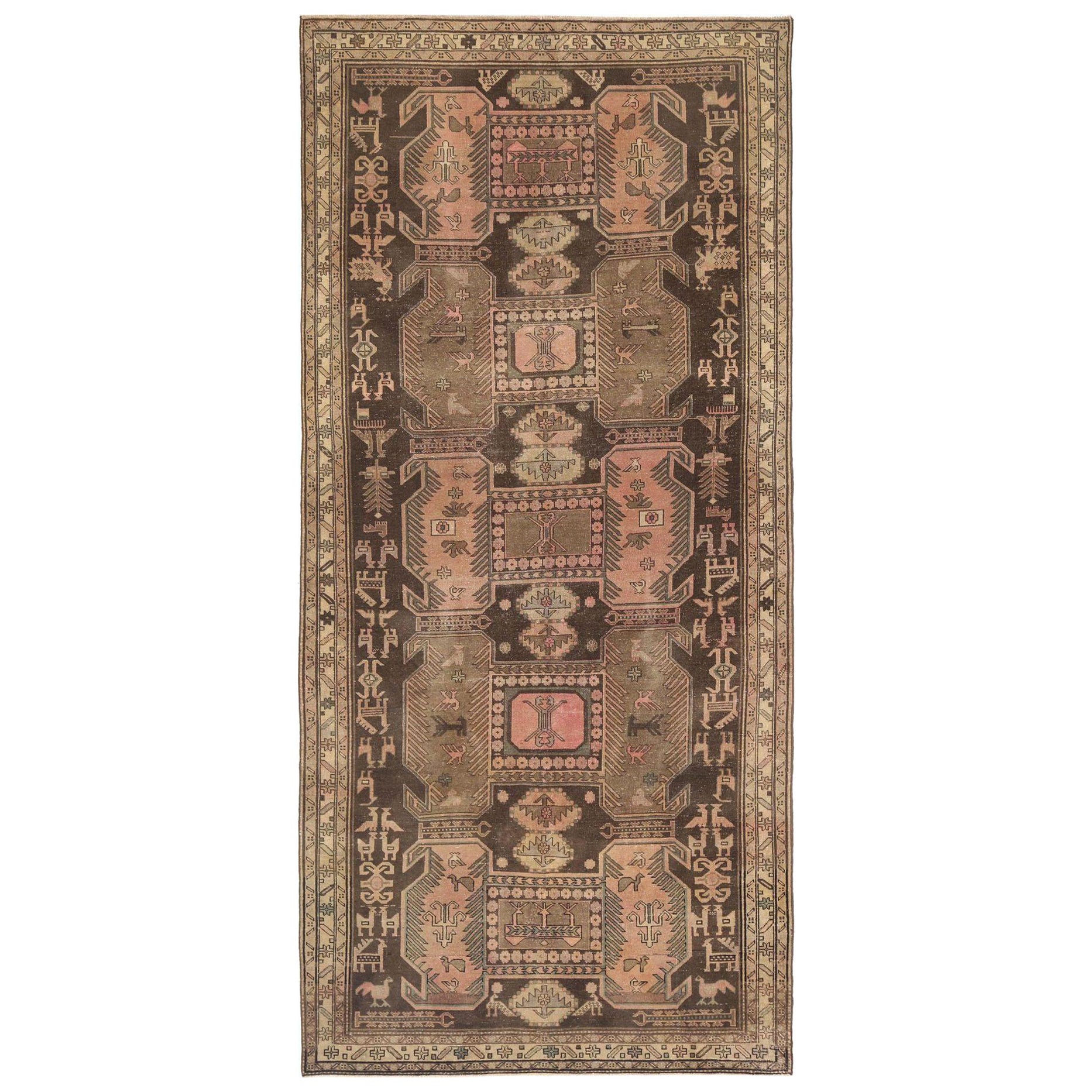 Persische Aserbaidschan Teppiche - Wolle Braun Rosa Design - 97474
