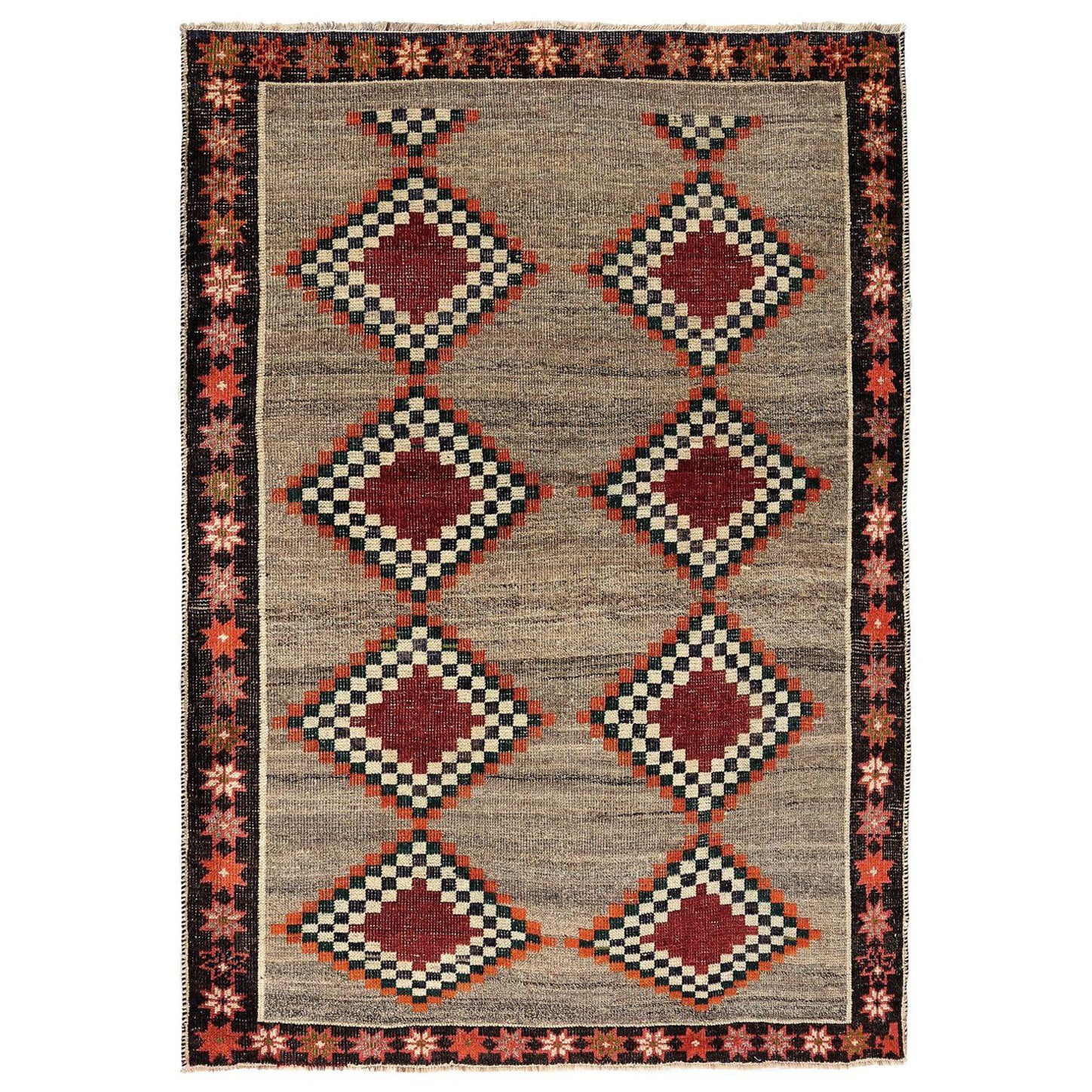 Persischer Shiraz Kleiner Teppich - Wolle Elfenbein Orange Taupe Design - 97477