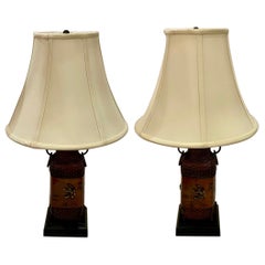 Pair of Antique Japanese Bronze Table Lamps, Circa 1900.