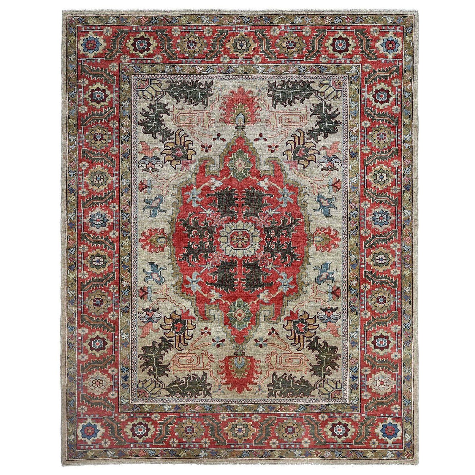 Persische Heriz-Teppiche - Wolle Elfenbeinrot Design - 97426