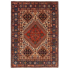 Tappeto persiano Shiraz Small - Lana Avorio Rosso Design - 97439