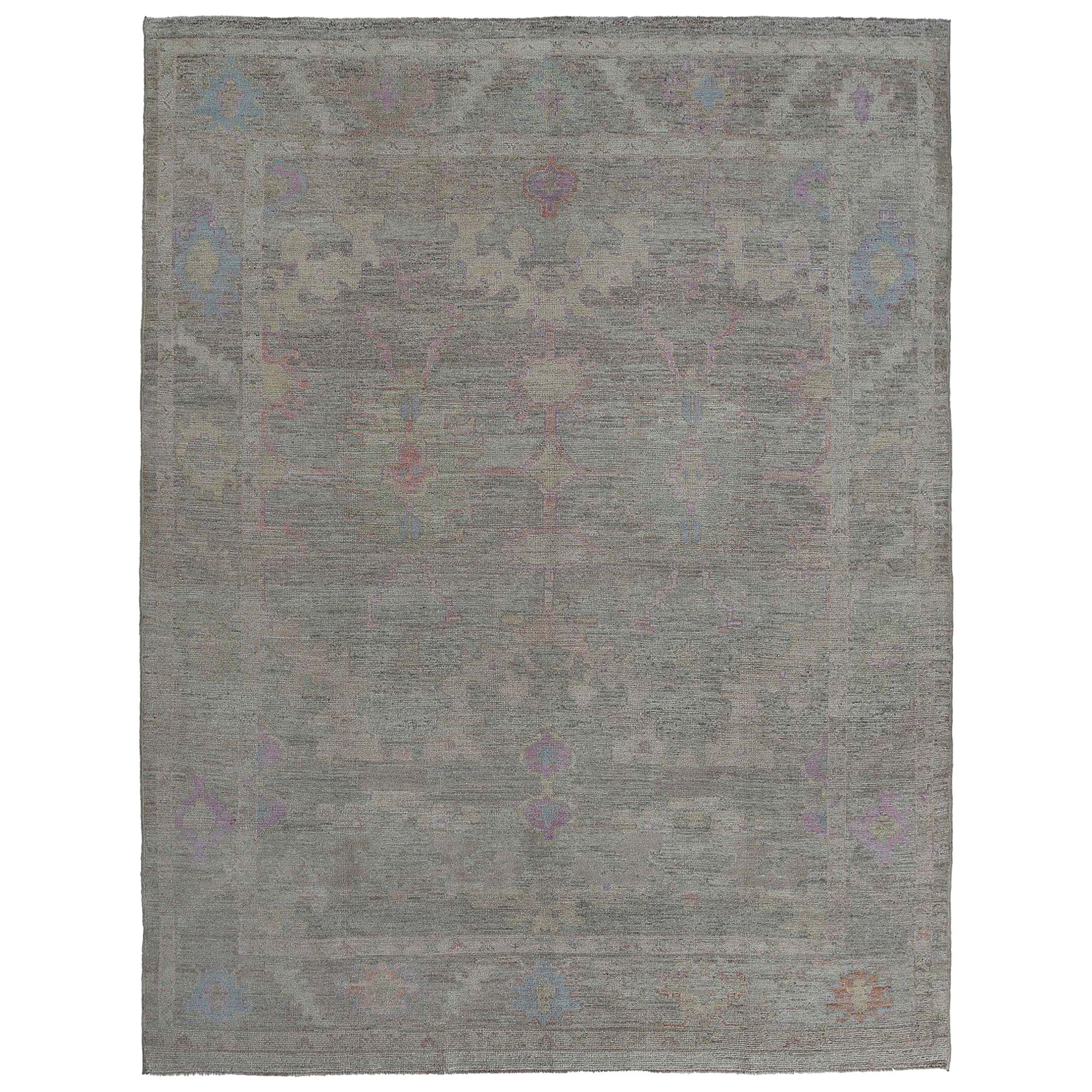 Afghanistan Oushak Area Rugs - Wool Brown Green Ivory Design - 97495