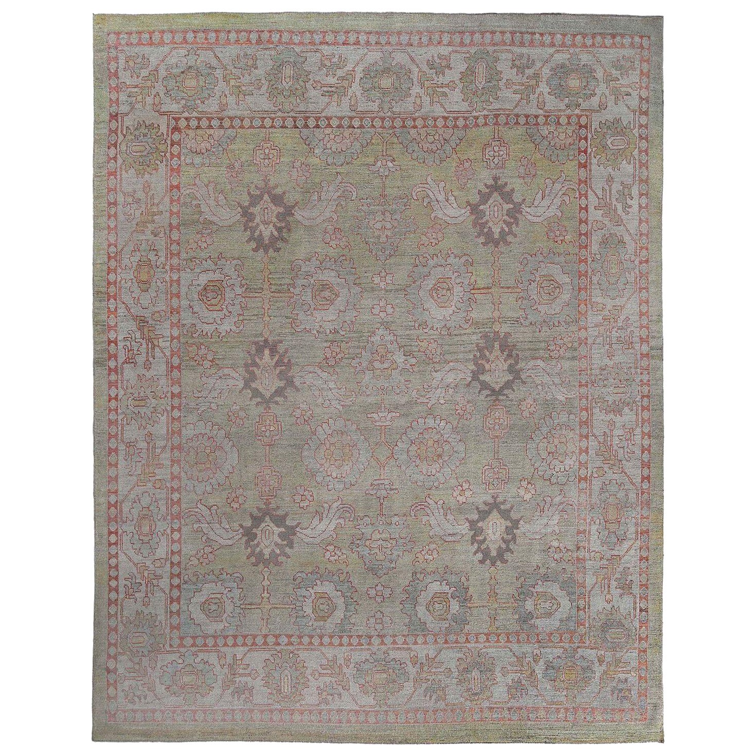 Afghanistan Oushak Over Size Teppich - Wolle Grün Design - 97498