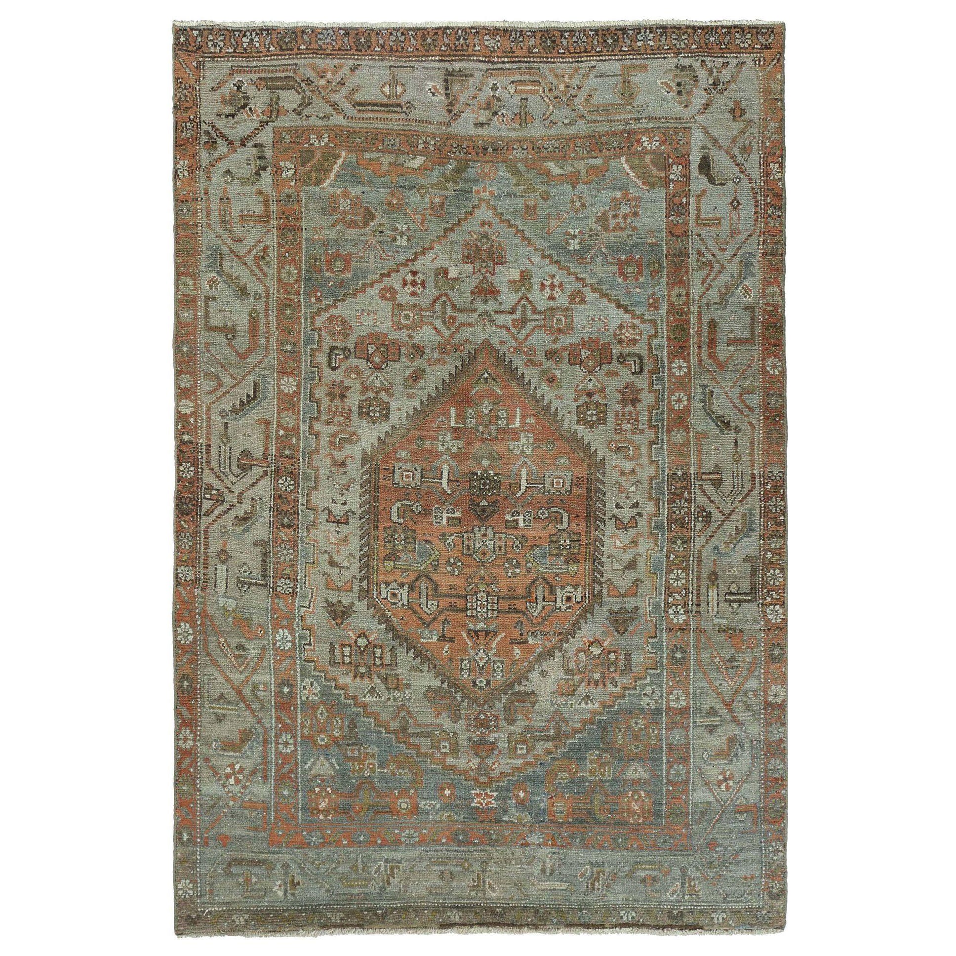 Tappeto persiano Malayer Small - Lana Blu Avorio Arancione - 97443