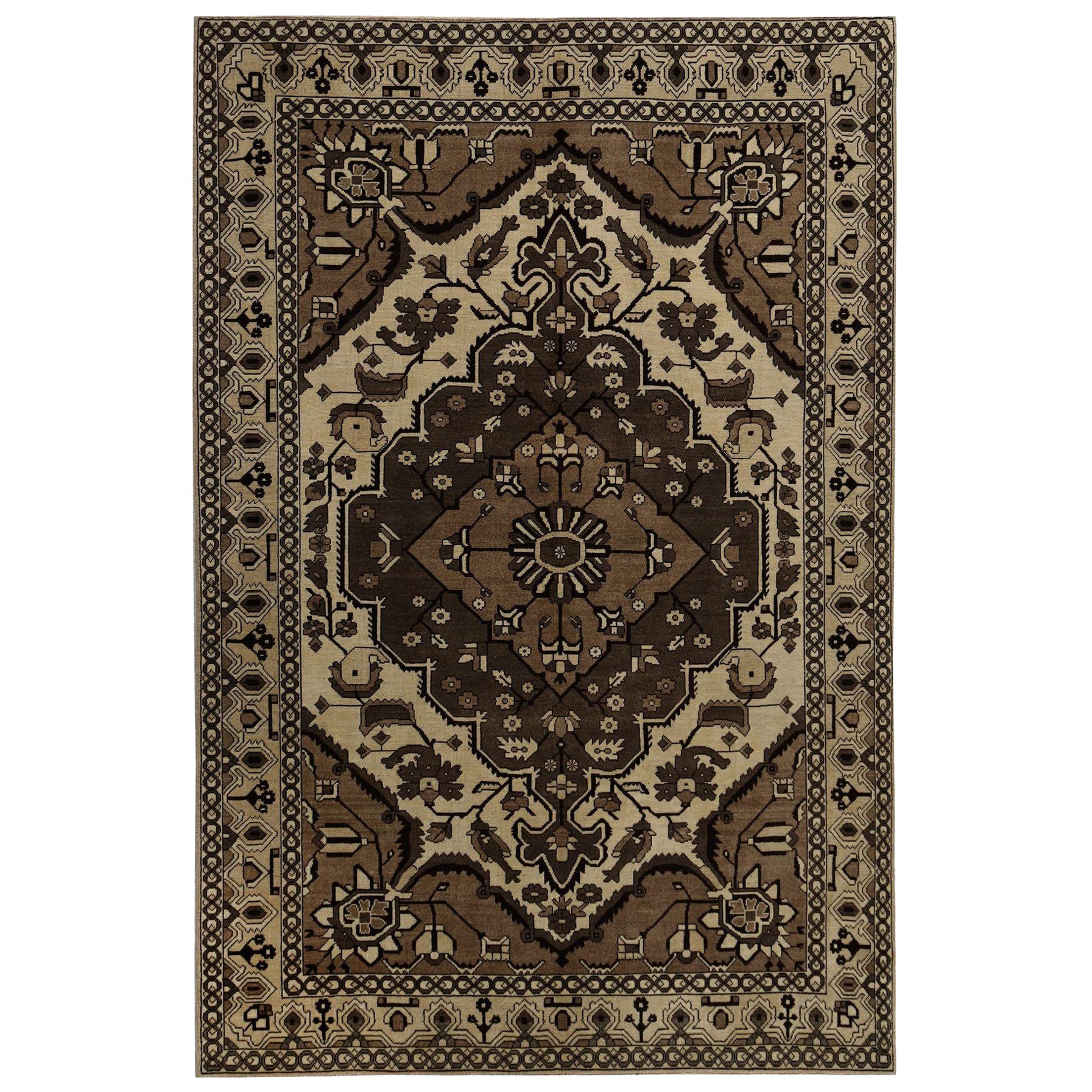 Persische Bakhtiari Teppiche - Wolle Braun Elfenbein Design - 97444