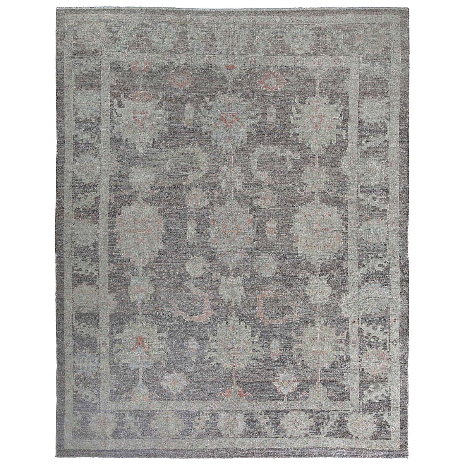 Afghanistan Oushak Area Rugs - Wolle Brown Ivory Design - 97500