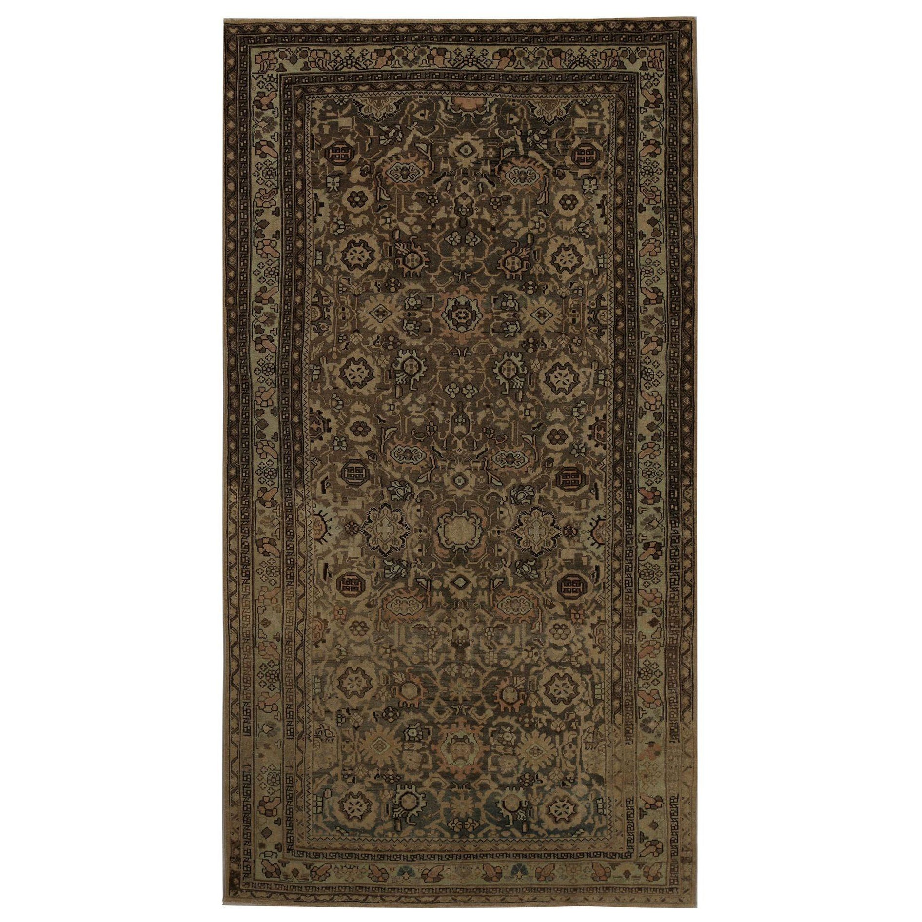 Persian Malayer Area Rugs - Wool Brown Ivory Design - 97446