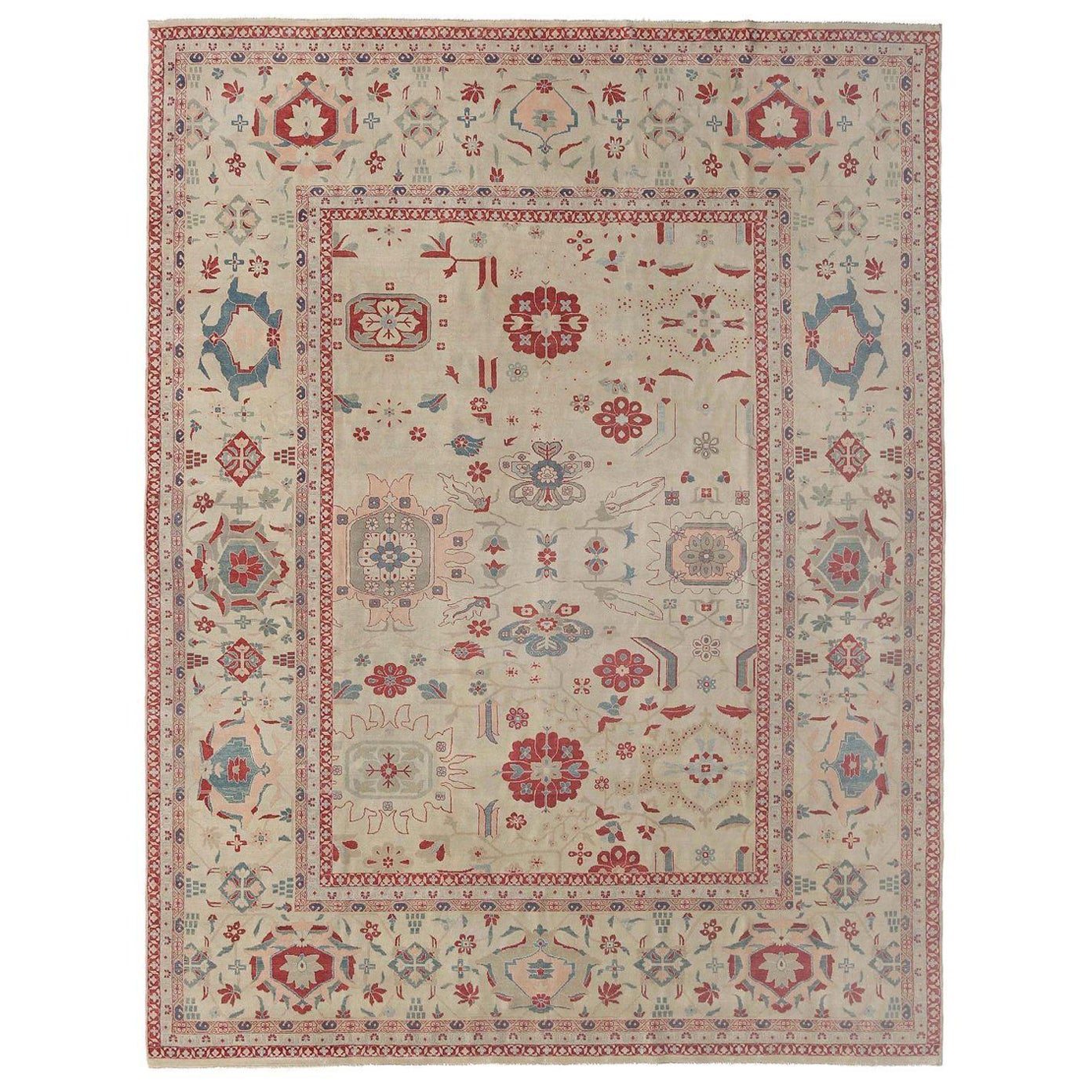 Sultanabad-Teppiche aus Wolle in Elfenbein und Rot aus Afghanistan - 97502