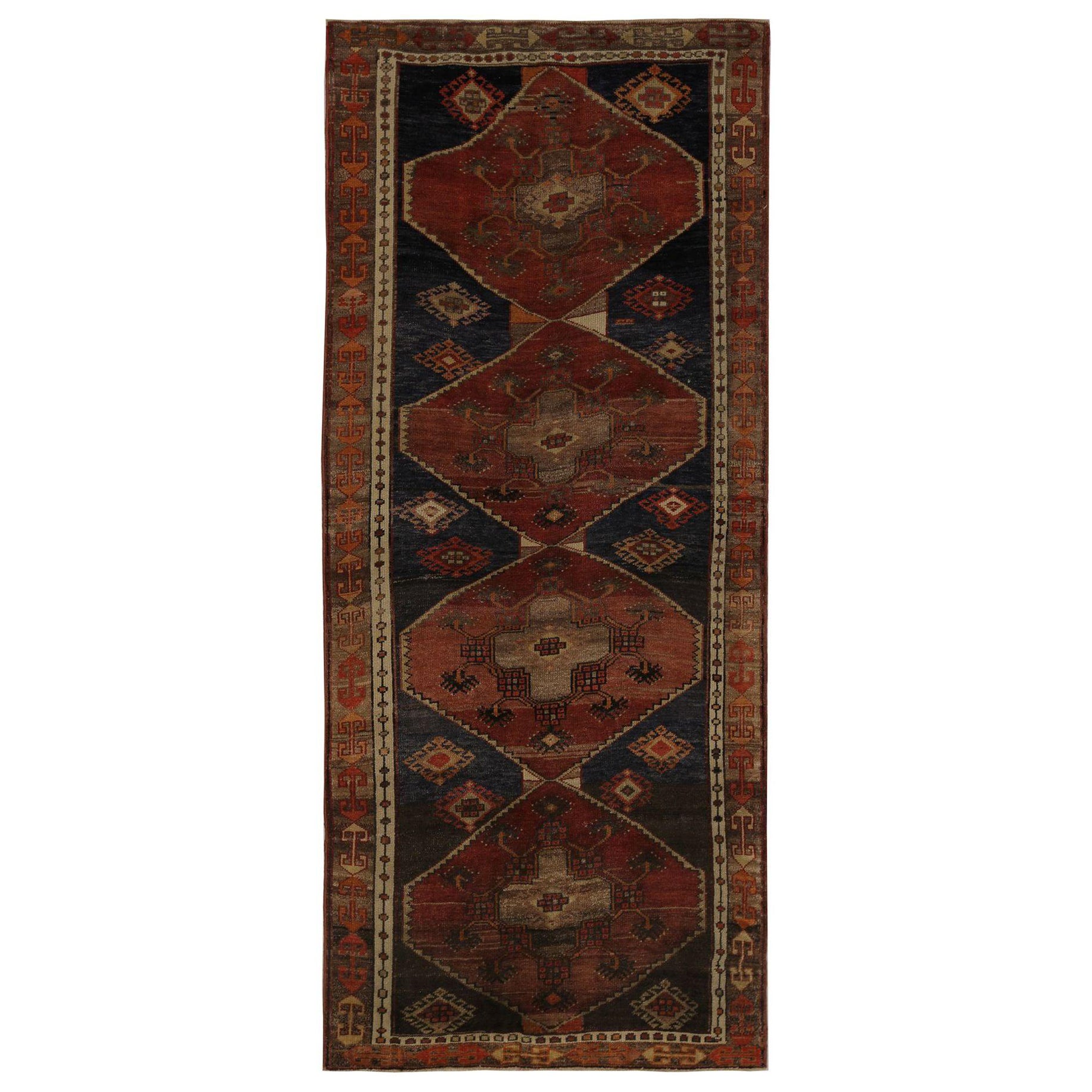 Persische Aserbaidschanische Teppiche - Wolle Marineblau-Rot-Design - 97447