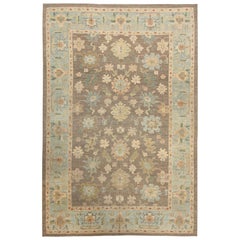 Afghanistan Oushak Over Size Teppich - Wolle Braun Hellblau - 97514
