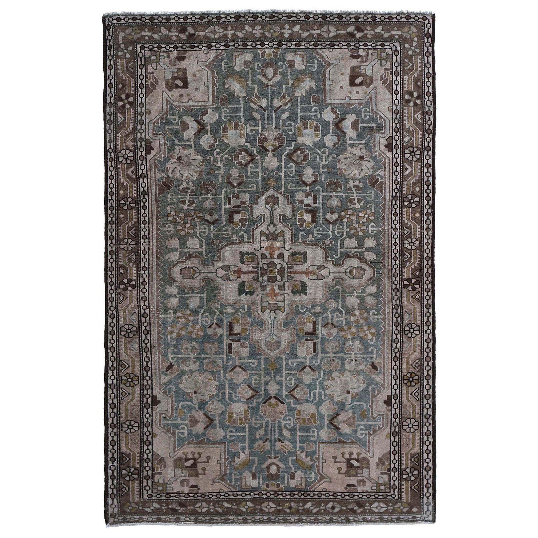 Persian Malayer Small Rug - Wool Blue Ivory Design - 97462
