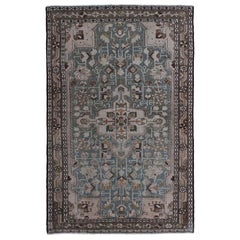 Persian Malayer Small Rug - Wool Blue Ivory Design - 97462