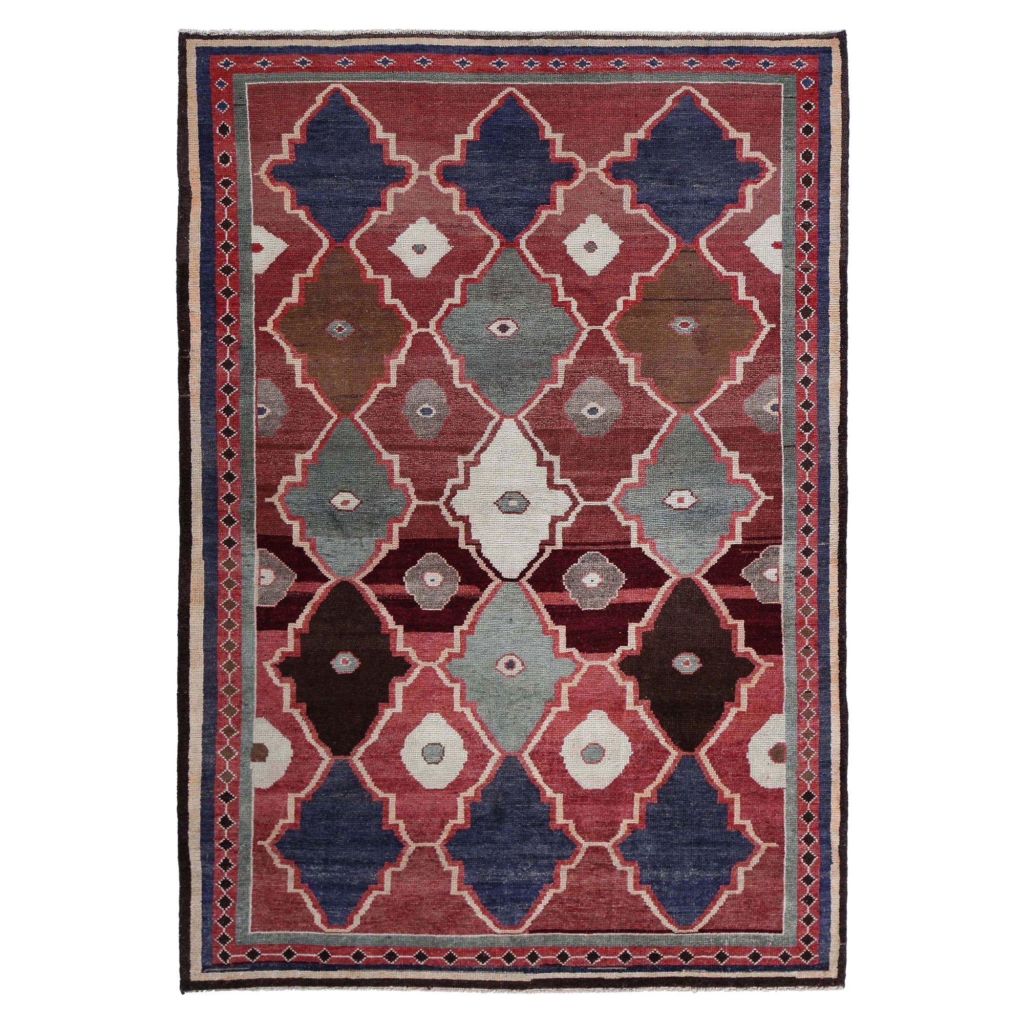 Tappeti persiani Gabbeh - Lana rosa rosso - 97466 in vendita