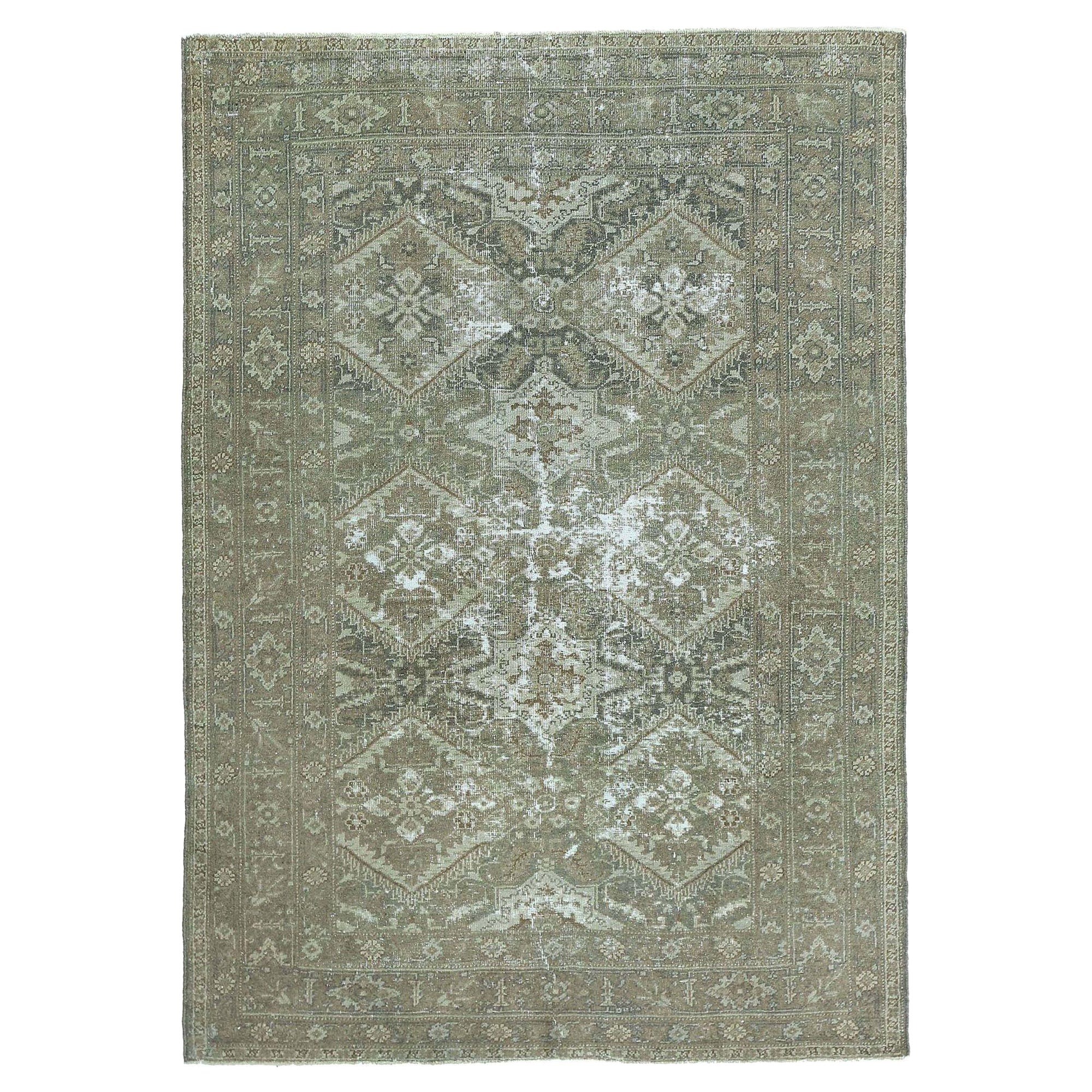 Persian Mahal Small Rug - Wool Taupe Design - 97556